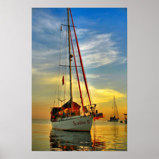 Poster voilier indonésien sunrise lovina