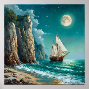 Poster Voilier Ocean Classic Seascape Maritime