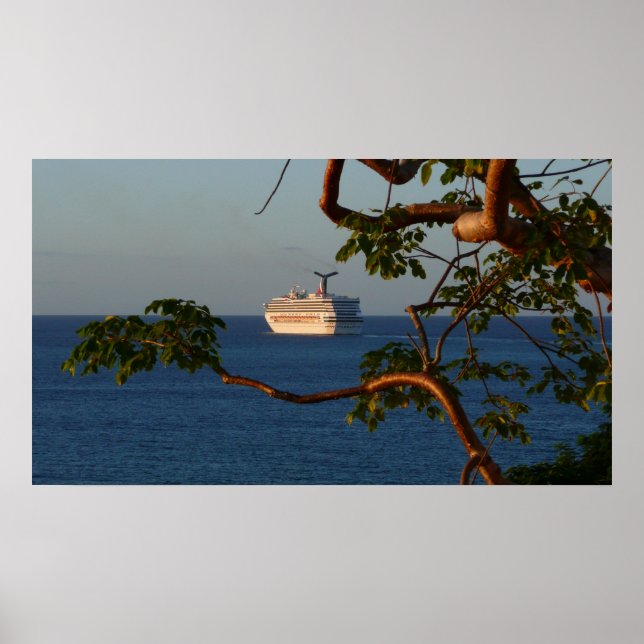 Poster Voilier vers le coucher du soleil I Vacances de cr (Devant)