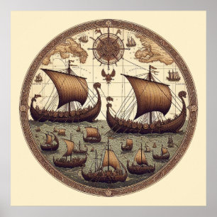 Poster Voiliers Viking Anciens 3