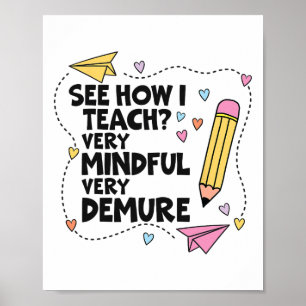 Poster Voir comment j'enseigne des crayons très attentifs