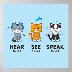 Poster Voir l'affiche du Carré Speak No Evil Cats (24x24)