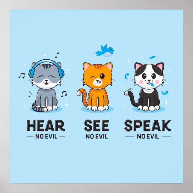 Poster Voir l'affiche du Carré Speak No Evil Cats (24x24) (Devant)