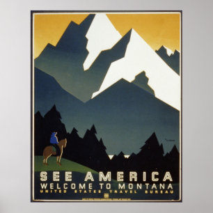 Poster Voir l'Amérique Bienvenue au Montana