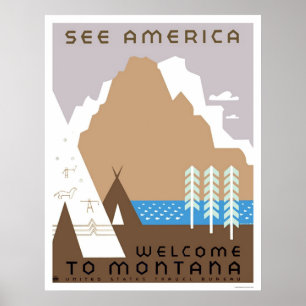 Poster Voir Montana & America 1938 WPA