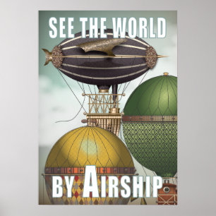 Poster Voir World Airship Trio Steampunk Travel