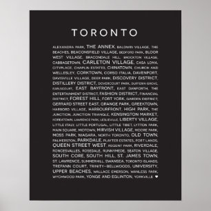 Poster Voisinages de l'affiche de Toronto - noire et