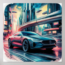 Voiture à la ville futuriste
