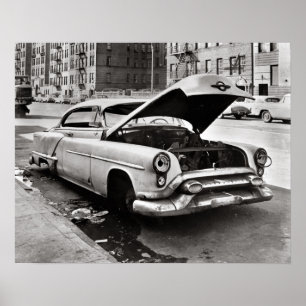 Poster Voiture abandonnée, 1964. Photo vintage