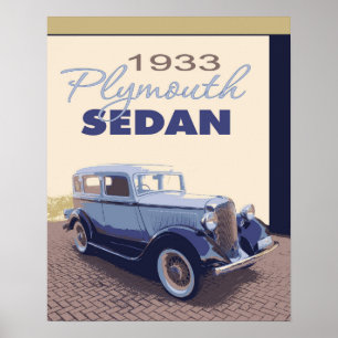 Poster Voiture ancienne 1933 de berline de l'affiche