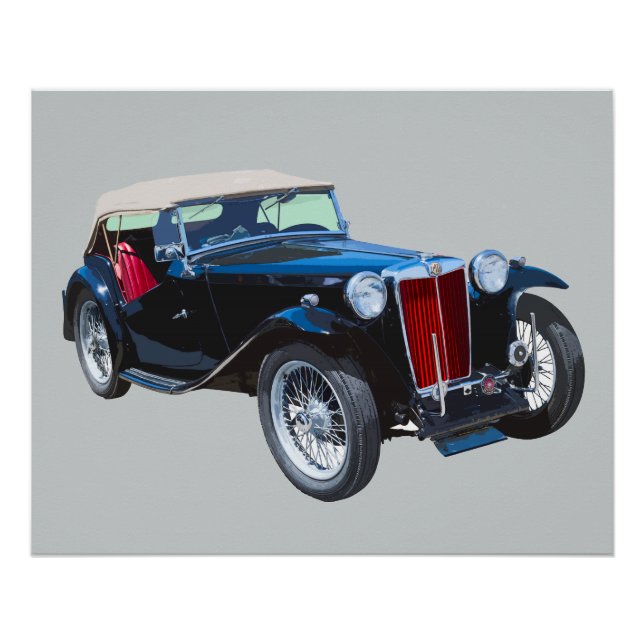 Poster Voiture Antique Mg Tc Noir (Devant)