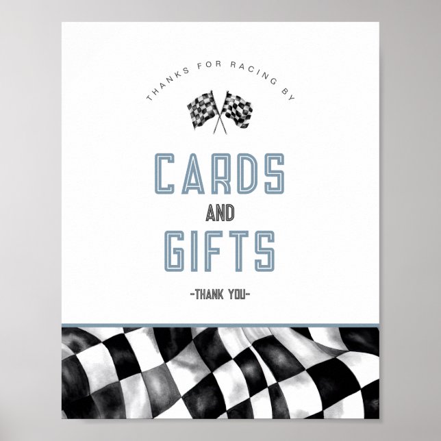 Poster Voiture Blue Race Anniversaire Cartes et Cadeaux S (Devant)