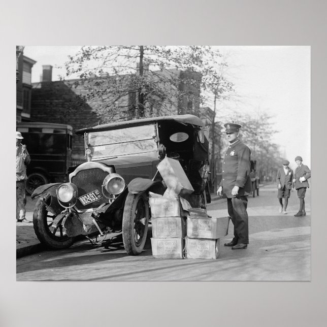 Poster Voiture Bootleggers Capture Police, 1922 Photo Vin (Devant)