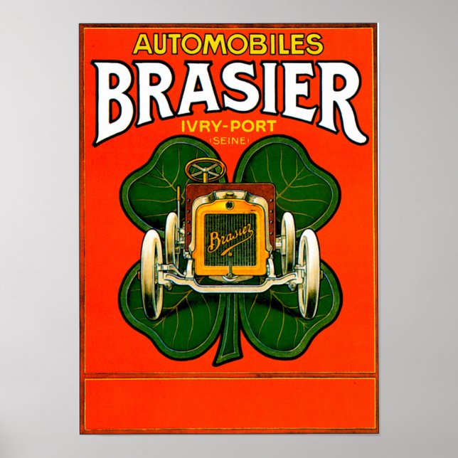 Poster voiture Brasier ~ Automobile Vintage Ad (Devant)