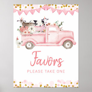 Poster Voiture Citrouille Pink Farm Truck By Birthday Fav