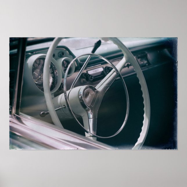 Poster Voiture Classique Intérieur Rétro Automobile Du Mi (Devant)