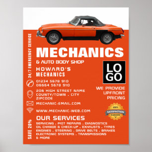 Poster Voiture classique, mécanique automobile et réparat