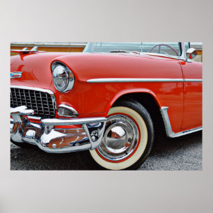 Poster Voiture classique Vintage Bel Air Red Convertible