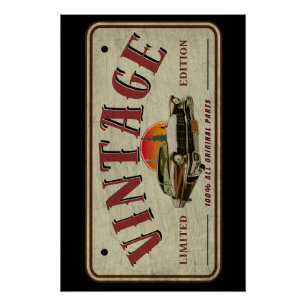 Poster Voiture Classique Vintage Édition Limitée Pièces d