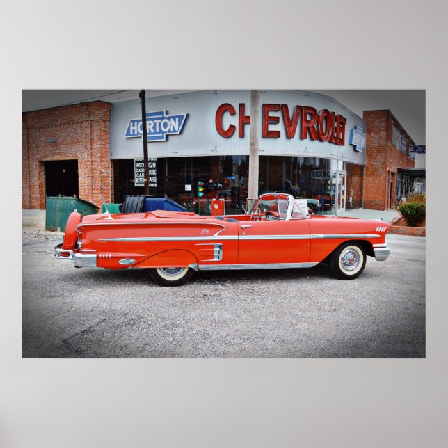 Poster Voiture classique Vintage Impala Rouge (Devant)