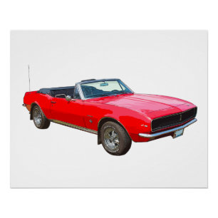 Poster Voiture convertible rouge de muscle de 1967 Camaro