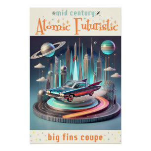 Poster Voiture Coupé Atomic Futuristic Big Fins