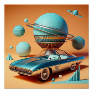 Poster Voiture Cruiser Vue Ciel Futuriste Atomique 