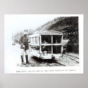 Poster Voiture d'ambulance sur l'un des chemins de fer lé