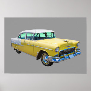 Poster Voiture d'antiquité Chevrolet Bel Air 1955