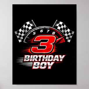 Poster Voiture de course 3 fête d'anniversaire course 3èm