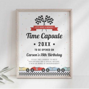 Poster Voiture de course Anniversaire Heure Capsule Signa