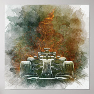 Poster Voiture de course classique de Formule vintage en