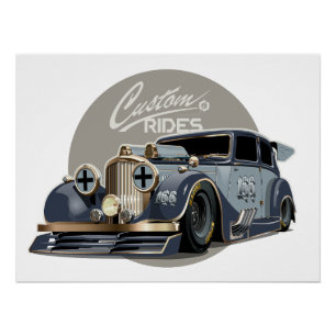 Poster Voiture de course retro sci-fi personnalisée