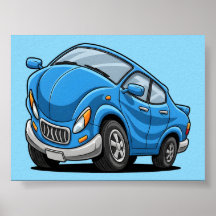 Voiture de dessin animé bleu déformé automatique