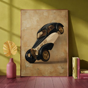 Poster Voiture de Luxe Vintage Classique Faisant un Wheel