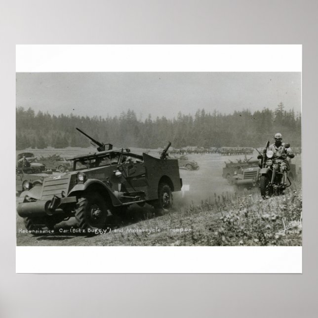 Poster Voiture de reconnaissance et moto (Devant)