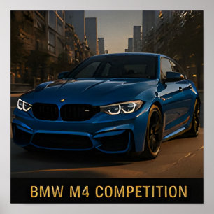 Poster Voiture de sport allemande moderne BMW M4 Competit