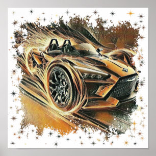 Poster voiture de sport canadienne orange haute vitesse