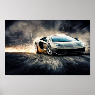 Poster Voiture de sport de course élégante en dérive #5