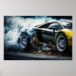 Poster Voiture de sport de course élégante en dérive #6