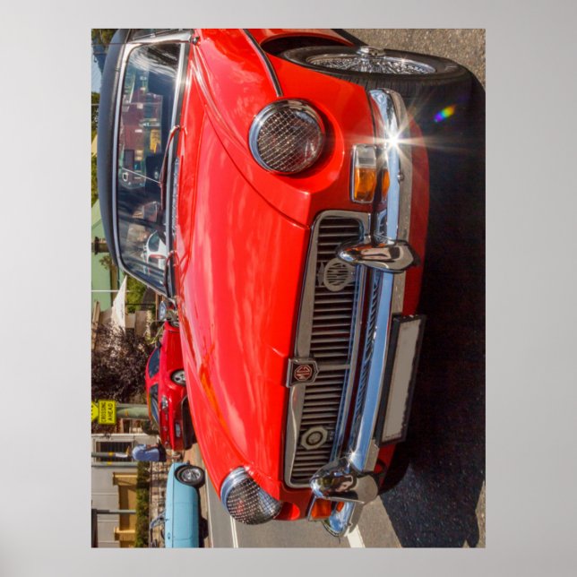 Poster Voiture de sport MGB rouge classique (Devant)