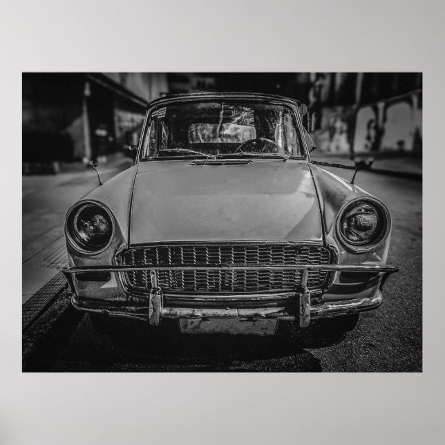Poster Voiture de style classique garée dans une rue urba (Devant)