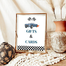 Poster Voiture et carte Course Signale Baby shower de voi