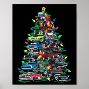 Poster Voiture Folie arbre de Noël! Voitures Musculaires 