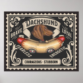 Poster Voiture Hotdog Mignonne Dachshund