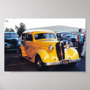 Poster Voiture Jaune des années 1940 / Coupe