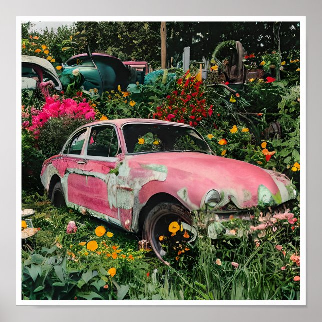 Poster Voiture Junkyard rose (Devant)
