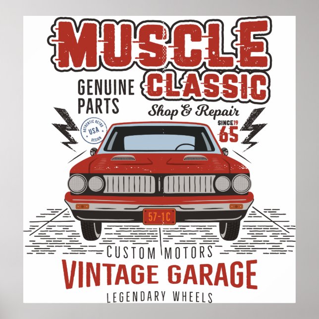 Poster Voiture Muscle Classique (Devant)