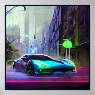 Poster Voiture Neon Sports sur la route