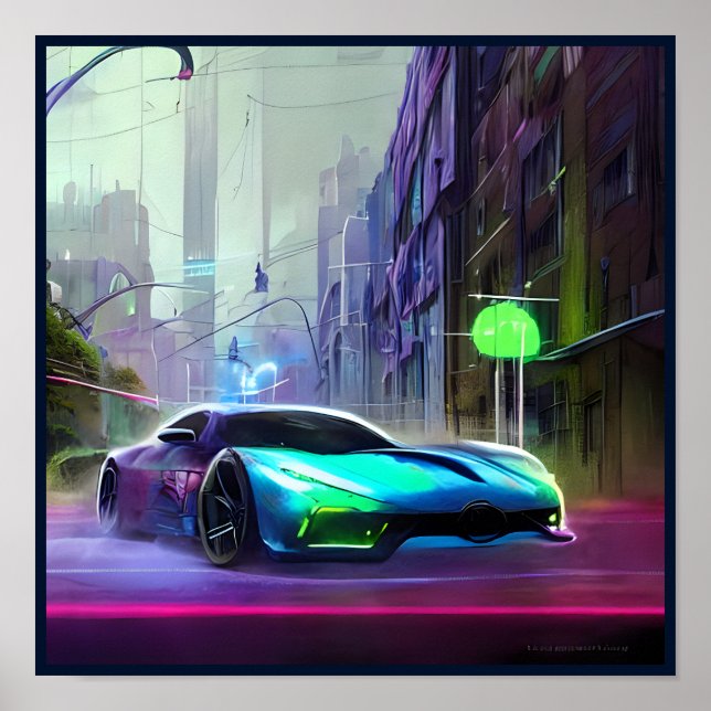 Poster Voiture Neon Sports sur la route (Devant)